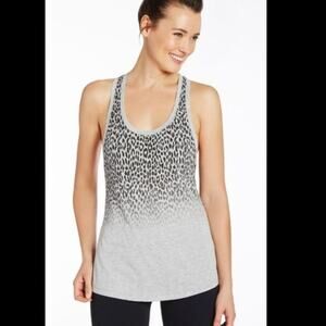 Fabletics Gray/Black Ombre Leopard Print Racerback Tank Size Medium